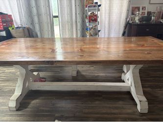 Farmhouse dining room table and bench