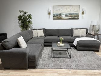 Large Grey Living Spaces Sectional Couch - Delivery Available