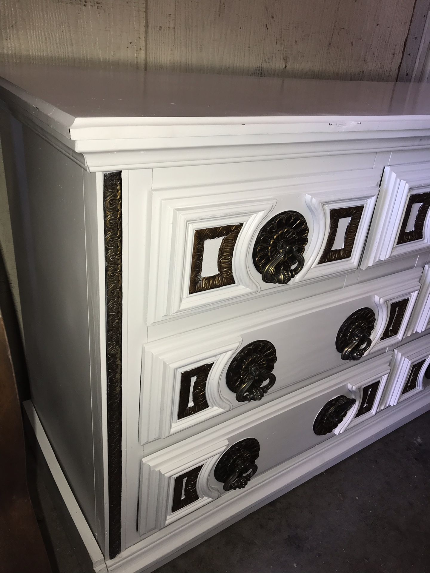 Nice white dresser with bronze knobs