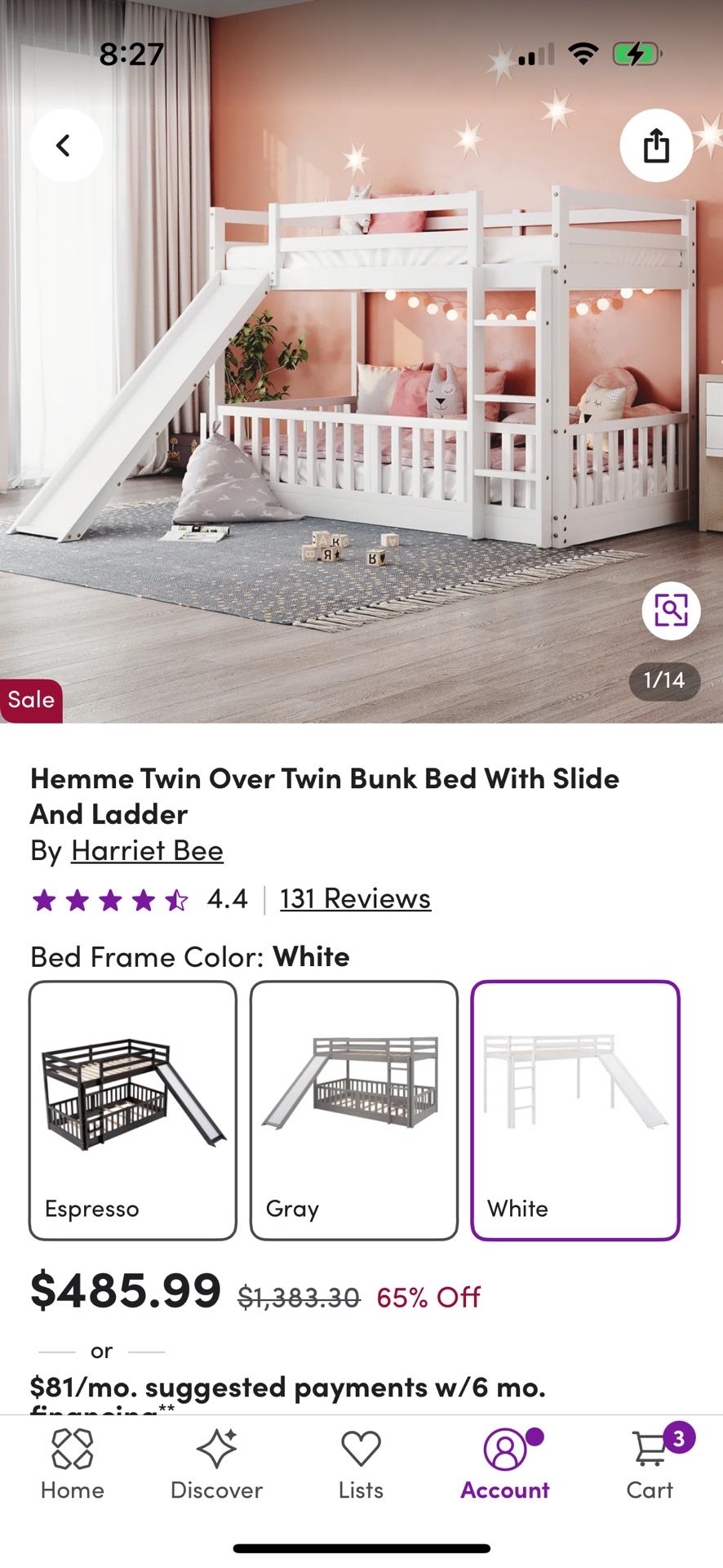 Kids Bunk Bed  White 