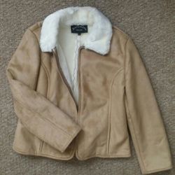 Women's Leather Fur Lined Jacket. Size LG