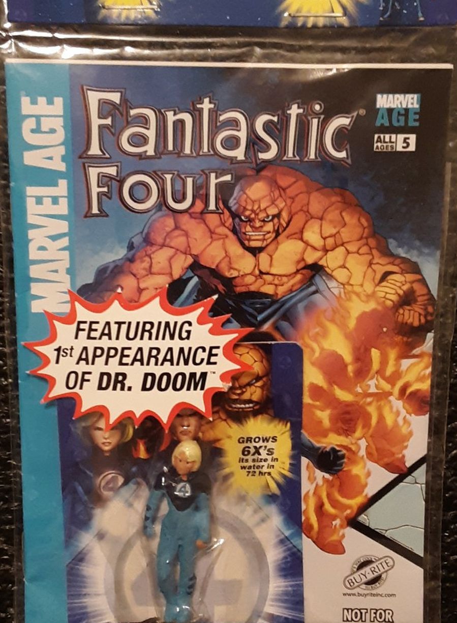 2005 Marvel Fantastic Four Grow Toy / Tattoos / Mini Comic Special Collector's Edition