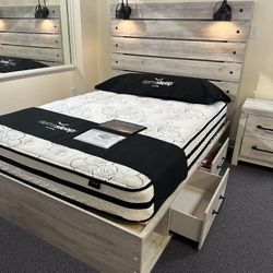 Cambeck 4 Piece Queen Storage Bed, Dresser, Mirror and Nightstand Set /P