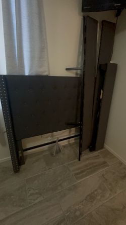 Full Size Upholstered Bed Frame with Wooden Slats