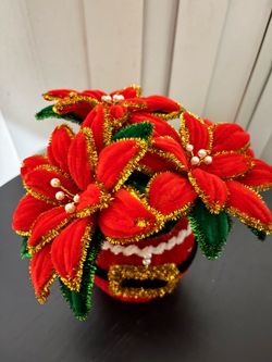 Handmade Christmas poinsettia arrangement