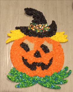 Vintage Halloween Decoration melted plastic pumpkin