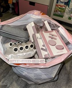 Huge bundle lot - wireless microphones, hard case for mini printer, rolls of transparent thermal sticker paper