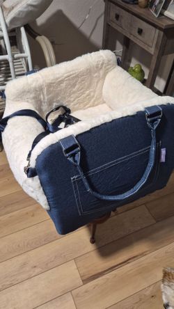 Denim Pet Carrier Bag with Sherpa Lining