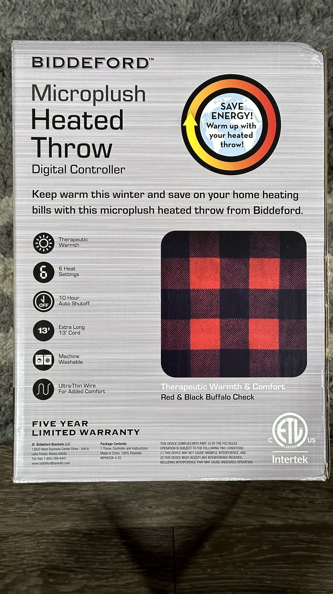 Biddeford Heated Throw Blanket 50x60 Red Black Buffalo Check for Sale in  San Diego, CA - OfferUp