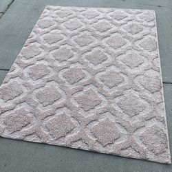 Peach Colored Raised Pattern Area Rug (5’1”x6’6”)