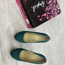 Teal Wedges Shoes - Size 6.5