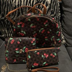 Very Cherry Backpack/Purse/Wallet Set