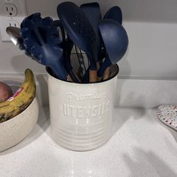 Extra large Cream Utensil holder 