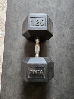 Single 120lb York Rubber Hex Dumbbell