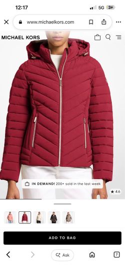 Michael Kors Red Puffer Jacket with Hood