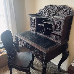 Japanese Hand Carved Version Vintage Desk 