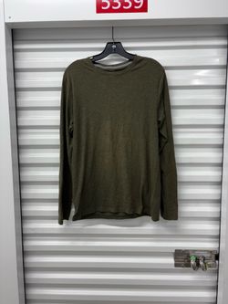 Old Navy Men's Green Crew Neck Solid Long Sleeve T-Shirt Regular Size M
