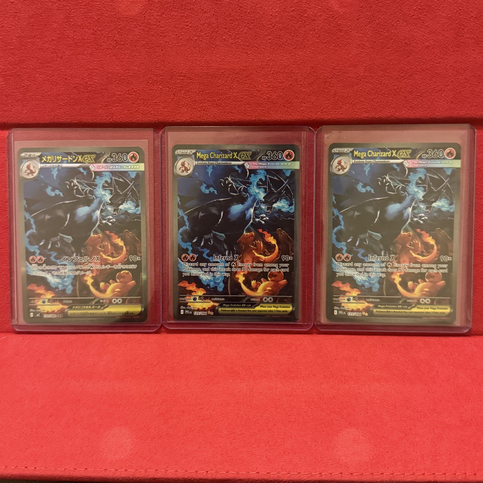 Pokemon - Mega Charizard X EX (2 English & 1 Japanese)