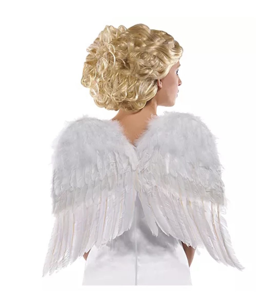 White Angel Feathered Wings Halloween / Costume accessory New