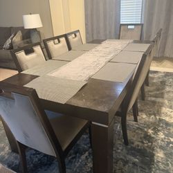 8-Seater Dining Table Set – Solid Dark Oak – $500 (Originally $2,200)
