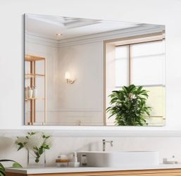 TRAVEVA Frameless Mirror for Bathroom Vanity,with Polished Edge, 24" by 30"
