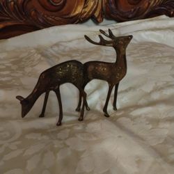 VINTAGE BRASS DEER SET 