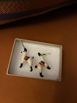 Llama Earrings Made From alpaca Wool