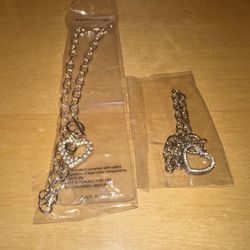 Heart Necklace And Bracelet Set
