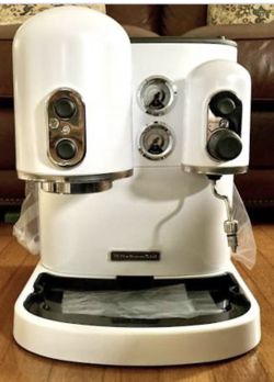 Kitchenaid White Pro Line Manual Espresso Maker With Dual Independent Boilers NEW