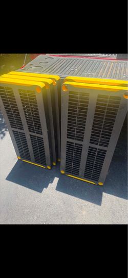 One tall stand plastic w/4 shelves and plastic poles