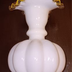 Milk Glass Ruffle Vase