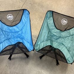 CLIQ 1.0 Camping Chair Set Pair Blue/Green Lightweight Folding Chair w/Carry Bag