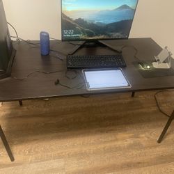 Zinus Tresa Gaming Computer Desk / Workstation in Espresso, Large, Black