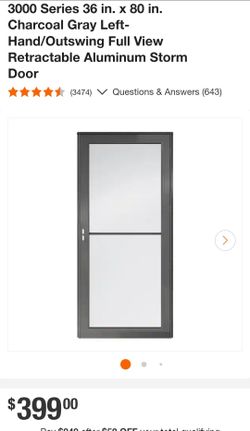 3000 Series Charcoal Gray Aluminum Storm Door 36x80