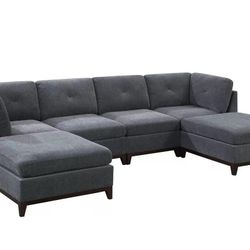 Brand New Grey Super Plush Chenille Modular Sectional Sofa 