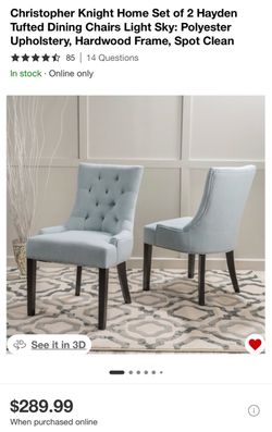 Christopher Knight Home Set of 2 Hayden Tufted Dining Chairs - Light Sky
