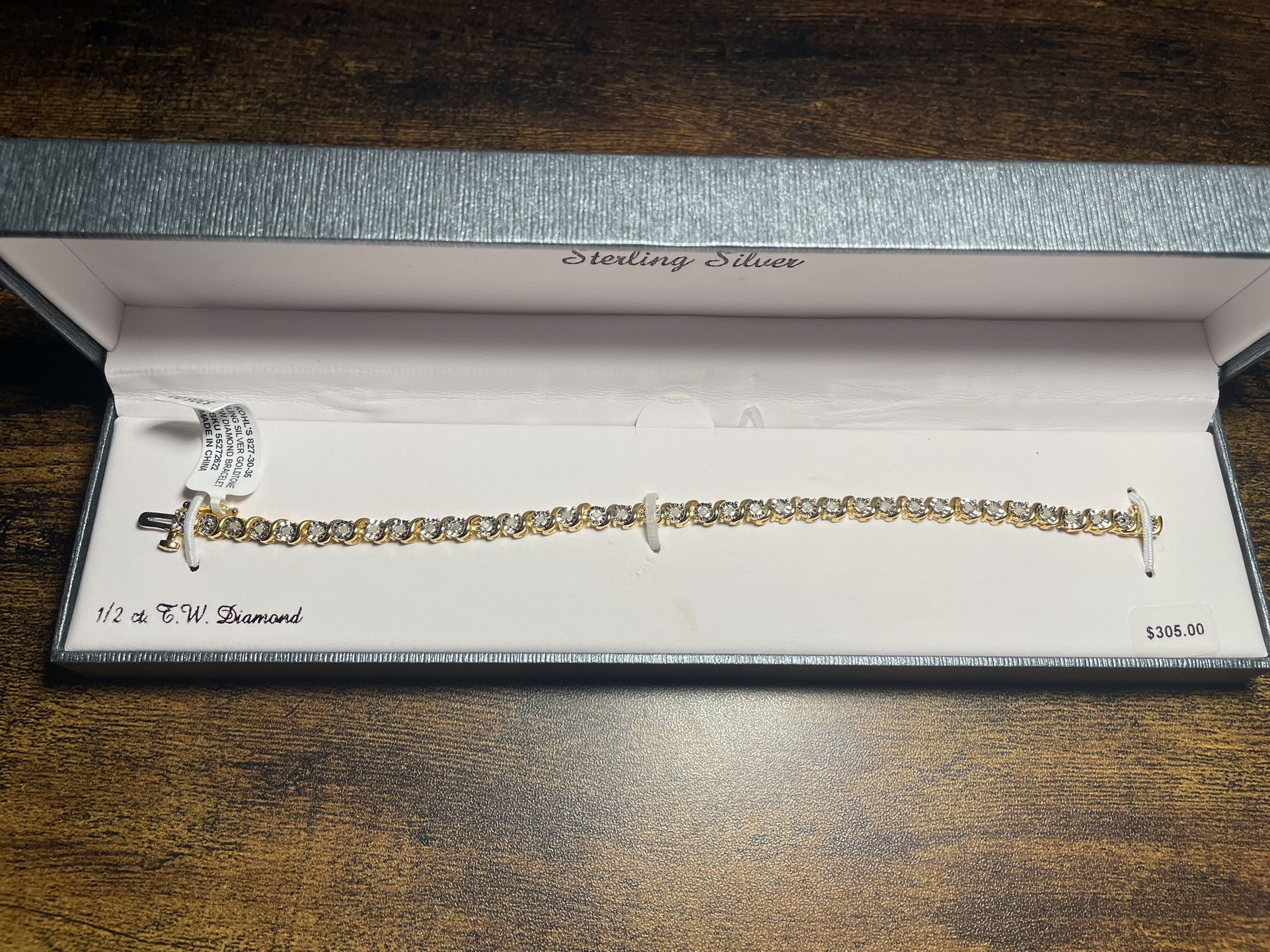 1/2 tcw DIAMOND Bracelet Sterling Silver Gold Plate
