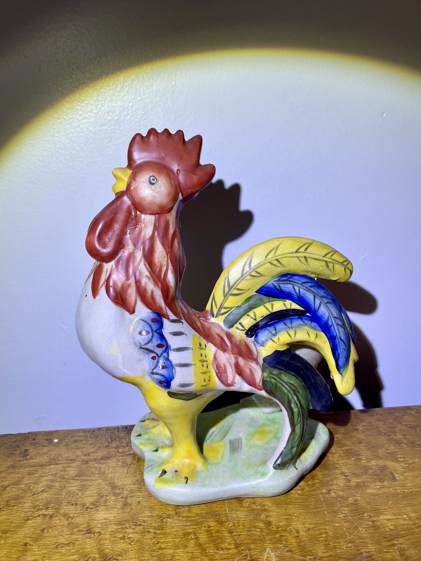 Ceramic Rooster 7.5”Hand painted Chicken Figurine Country Farmhouse