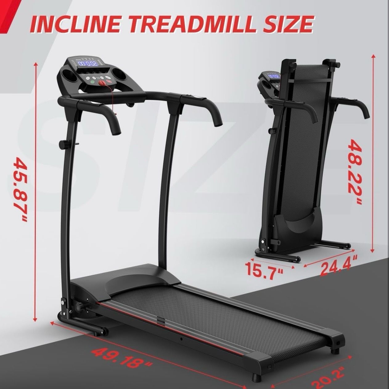 🏃Compact Foldable Treadmill for Home🏃‍♀️ Portable electric walking pad with LCD display, 12 HIIT programs, and speeds up to 6 MPH. Supports up to 30
