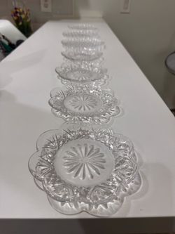 Set of Clear 3 Glass 3 Glass Dessert Plates and 4 small plates