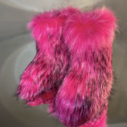 Pink Faux Fur Boots Size 7