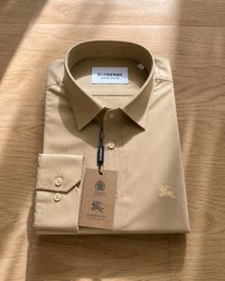 Burberry London England Men's Long Sleeve Dress Shirt - Tan