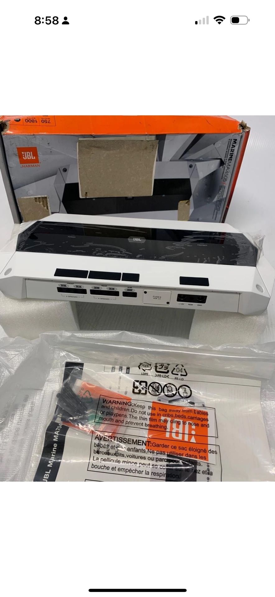 JBL Channel Marine MA4505 Weatther-Ressitant High-Performance Amplifier OPEN BOX