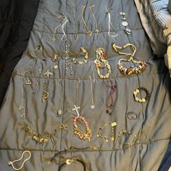 Big Jewelry Lot Necklaces Bracelets Charms Pins Rings