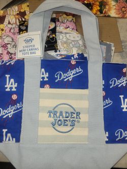 Trader Joe's Striped Mini Canvas Tote Bag