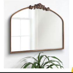 New in a sealed box Gold Arched Mirror, Baroque Brass Fireplace Mirror Decor, Victorian Vintage Mirrors with Full Matel Frame, Ornate Mirrors for Entr