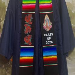 Estola De Graduacion Con La Imagen De La Virgen Y Class Of 2024