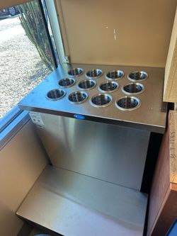 Randell custom stainless steel silverware dispenser cart