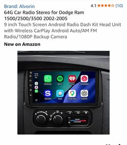 64G Car Radio Stereo for Dodge Ram 1500/2500/3-2005 9 inch Touch Screen Android Radio Dash Kit Head Unit with Wireless CarPlay Android Auto/AM
