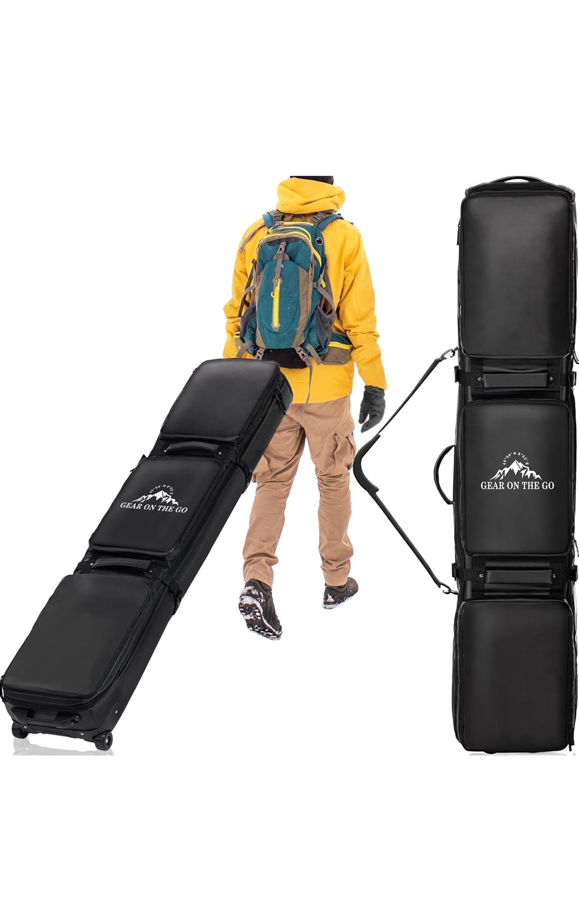 Double Rolling Ski Bag Padded Waterproof Snowboard Bag with Wheels